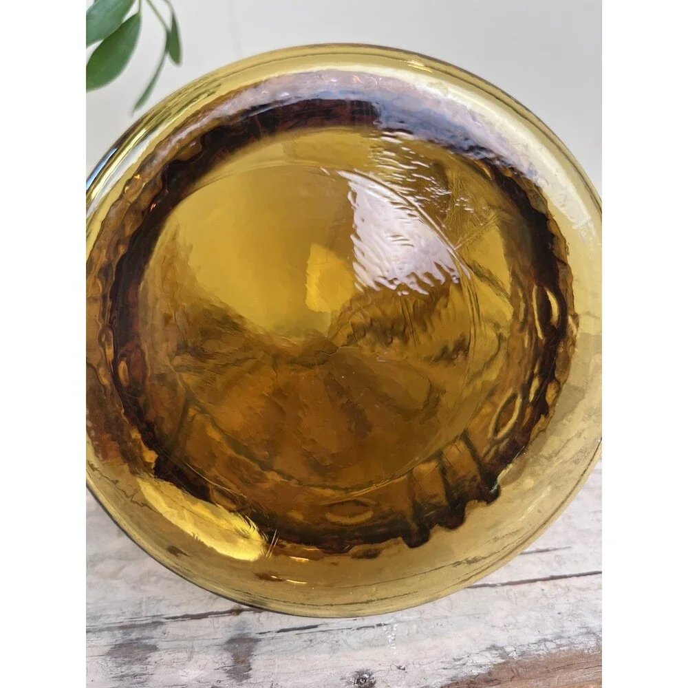 Vintage Libbey Glass Country Garden Daisy Amber 64 oz Ice Lip Pitcher Country